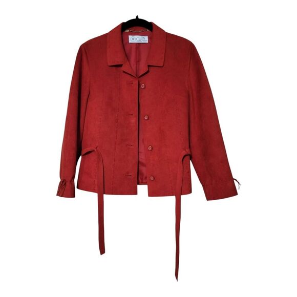 Vintage CYRIL Creation Suisse- Germany Made Faux Suede Blazer- Western- Red - Picture 13 of 13